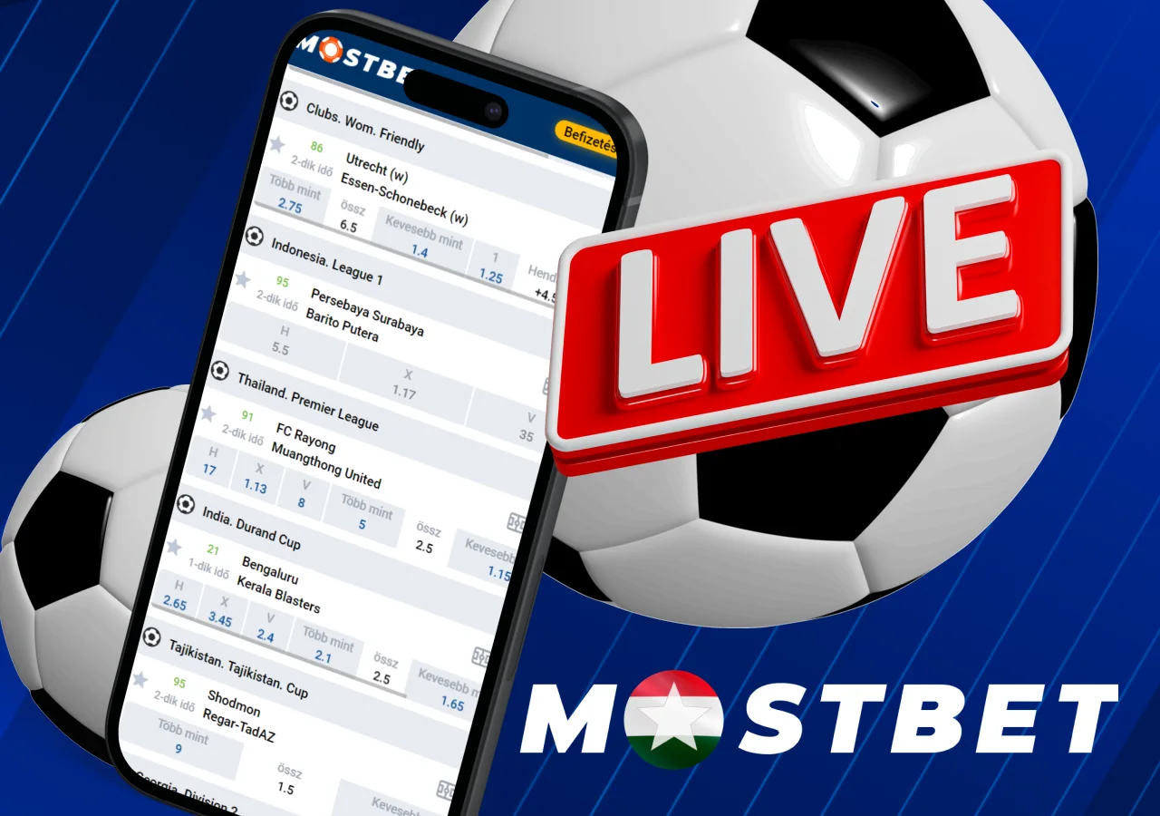 Az élő meccsek rajongói számára a szolgáltató készített egy élő sport szekciót